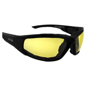 Epoch Eyewear Foam2 Padded Motorcycle Sunglasses Black Frames Yellow Lens ANSI Z87.1+