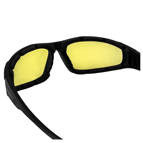 Epoch Eyewear Foam2 Padded Motorcycle Sunglasses Black Frames Yellow Lens ANSI Z87.1+