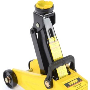 JEGS 2-Ton Hydraulic Car Floor Jack - 4,000 LBS Lift Capacity, Lift Range: 5 ⅛” to 13” - Lightweight Hydraulic Floor Jack, 360 Degrees Saddle Rotation - Heavy Duty Steel Car Jack Hydraulic