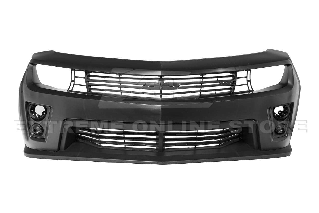 Replacement For 2010-2013 Chevrolet Camaro | ZL1 Style Front Replacement Bumper Cover Upper Lower Grille With Fog Lights