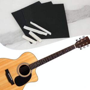 Blisstime 2 Sets (4pcs) 6 String Acoustic Guitar Bone Bridge Saddle and Nut Made of Real Bone with 3 Sand Paper