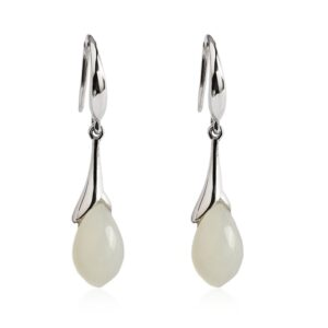 jade angel 925 silver natural jade drop earrings