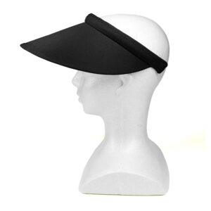 PRO.FASHION Women's Summer Sun UV Protection Visor Wide Brim Clip on Adjustable Stylish Beach Pool Golf Cap Hat (Black)