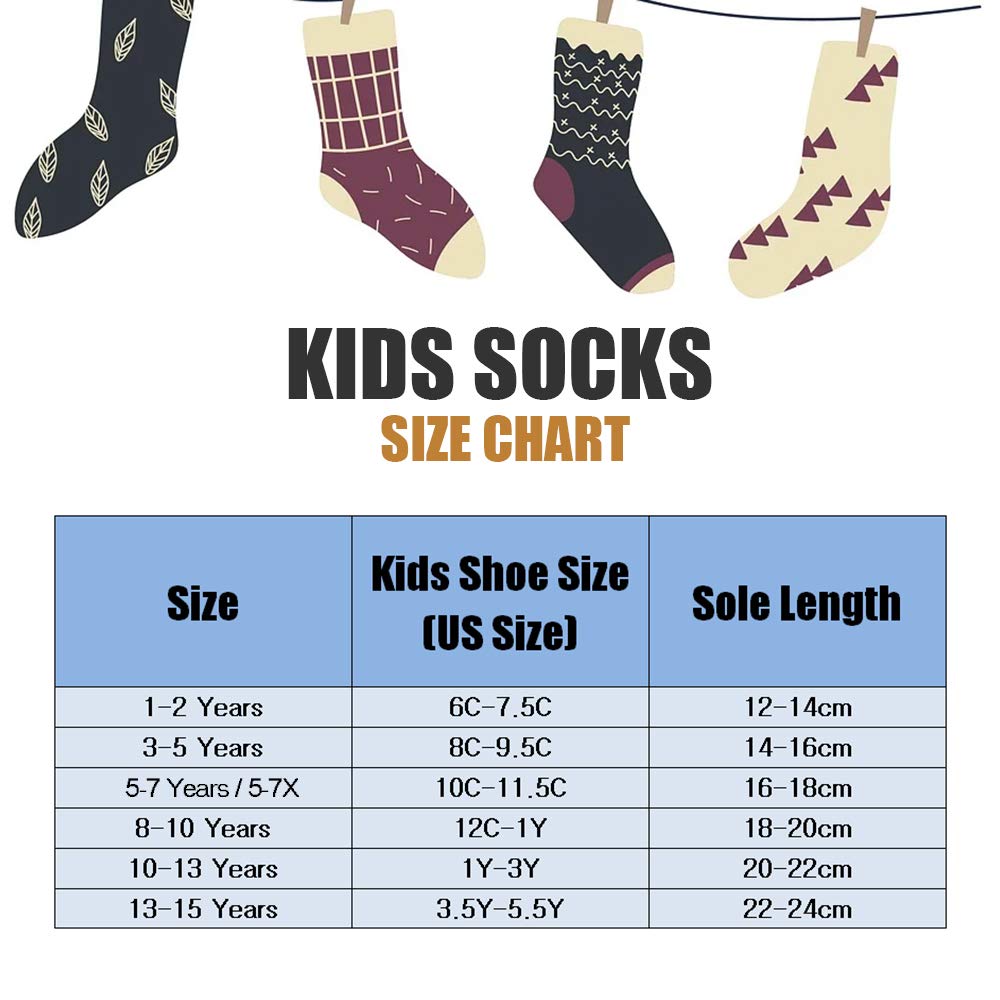 HowJoJo Boys Thick Fleece Socks Kids Winter Warm Thermal Crew Seamless Socks 5 Pack 3T/4T/5T