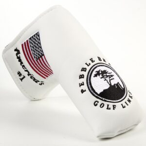 DBYAN Golf Putter Head Cover,Pebble Beach USA Flag Patterned Design Long Life Tree Print Compatible for Scotty Cameron Odyssey Blade Callaway Taylormade Titleist Ping Mizuno Cobra,White