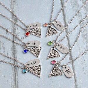 Best Friend Pizza Pendant Necklace with Crystal Charm BFF Friendship Necklace Set for Friends Gift Unisex