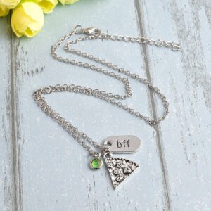 Best Friend Pizza Pendant Necklace with Crystal Charm BFF Friendship Necklace Set for Friends Gift Unisex