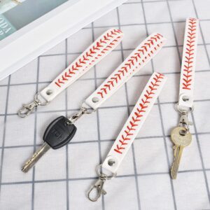 Towashine Baseball Seamed Leather Key Chain for Car Bag Purse Accessories Gifts（White）