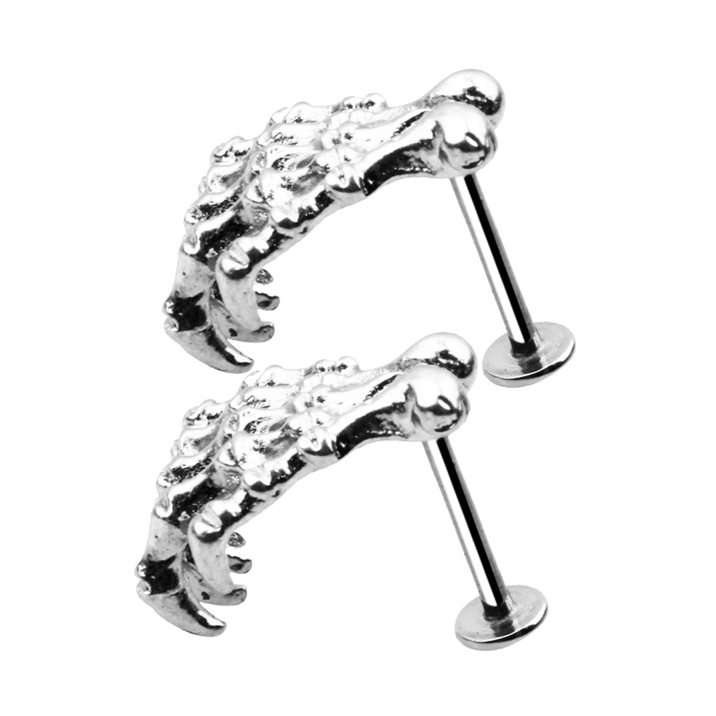 Baosity 2pcs Skeleton Skull Hand Lip Cartilage Stud Ear Labret Ring Bar Body Jewelry