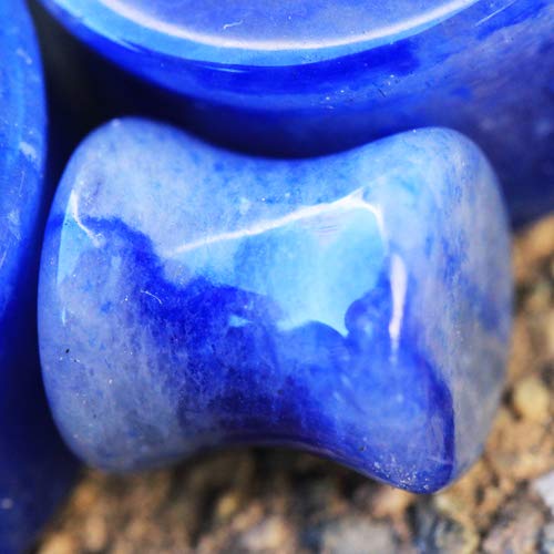 Cocobul Body Jewelry Pair of Natural Blue Adventurine Stone Saddle Plug 00 Gauge (10mm)