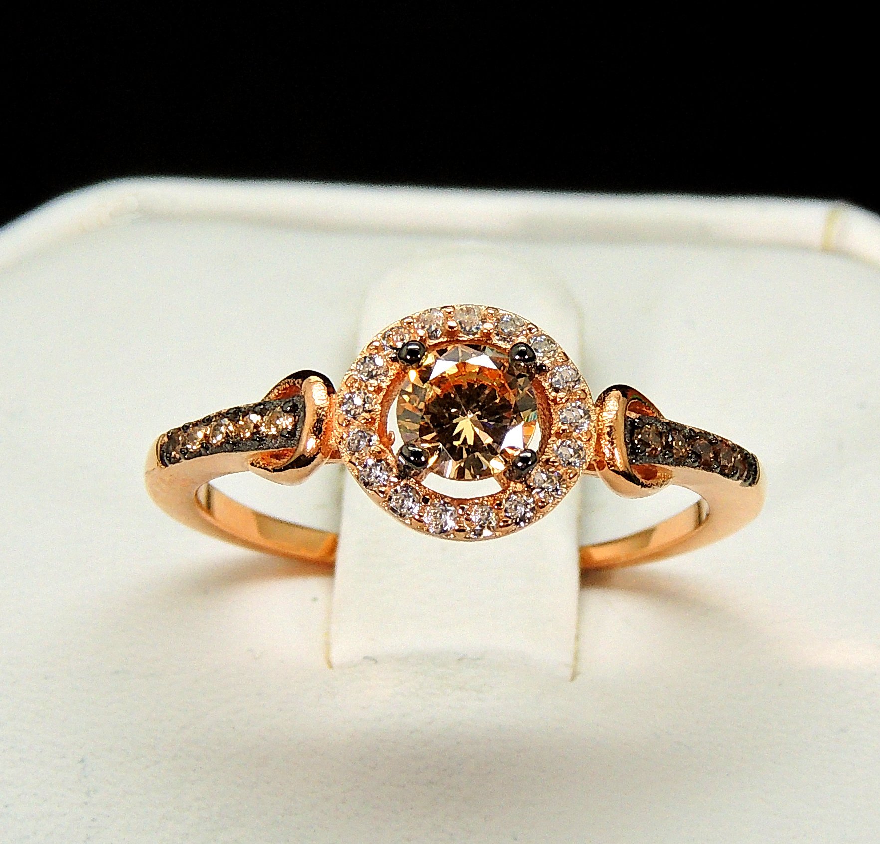 Ginger Lyne Collection Tanisha Beautiful Chocolate and Champagne Bridal Ring Rose Gold over 925 Sterling Silver Size 11