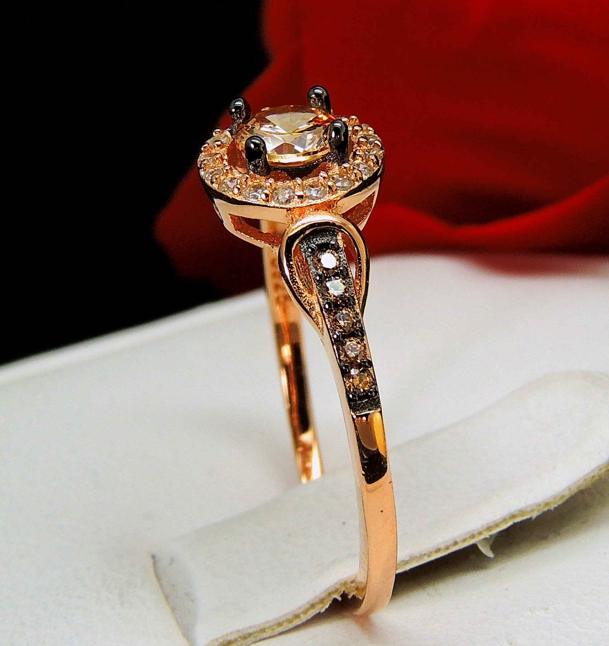 Ginger Lyne Collection Tanisha Beautiful Chocolate and Champagne Bridal Ring Rose Gold over 925 Sterling Silver Size 11