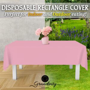 Grandipity Pink Plastic Table Cloth Disposable (6 Pk) 54in x 108in Plastic Tablecloths for Rectangle Tables - Premium Party Table Cloths Disposable for 6ft to 8ft Rectangle Tables