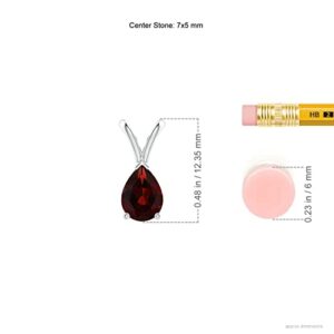 Angara Natural Garnet Solitaire Pendant Necklace for Women in Sterling Silver (Grade-AA | 7x5mm) January Birthstone Jewelry Gift for Women | Birthday | Wedding | Anniversary