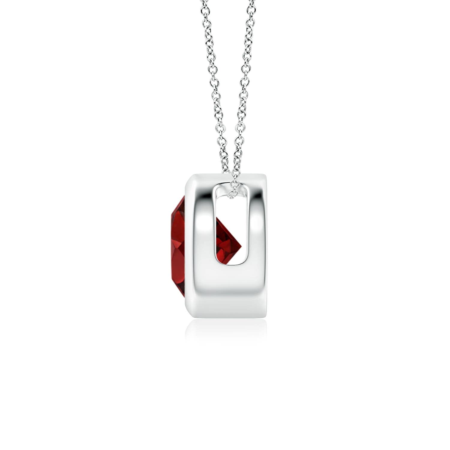 Angara Natural Garnet Solitaire Pendant Necklace for Women in Sterling Silver (Grade-AAAA | 6mm) January Birthstone Jewelry Gift for Women | Birthday | Wedding | Anniversary