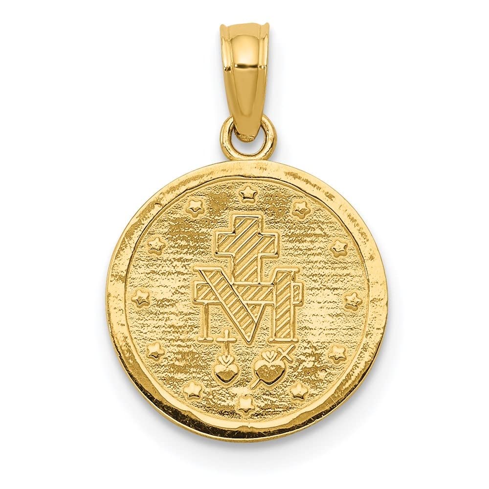 Diamond2Deal 14k Yellow Gold Miraculous Medal Pendant Fine Jewelry for Women (L- 19 mm W- 13 mm)