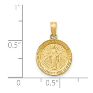 Diamond2Deal 14k Yellow Gold Miraculous Medal Pendant Fine Jewelry for Women (L- 19 mm W- 13 mm)