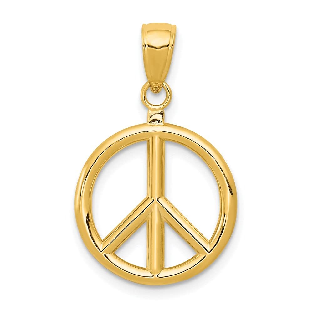 Diamond2Deal 14k Yellow Gold 3D Polished Peace Sign Charm Fine Jewelry for Women