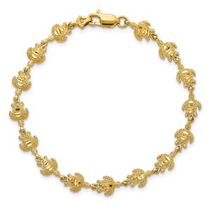 IceCarats 14K Yellow Gold Sea Turtle Chain Charm Bracelet