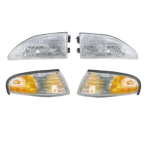 headlights & parking corner lights left & right pair set for 94-98 ford mustang