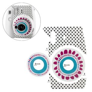 6 Decorative Camera Stickers Compatible with Your Fujifilm Mini Cameras – Color Variety: Light Blue, Pink, Purple, Turquoise, White, Yellow – Deluxe Bundle