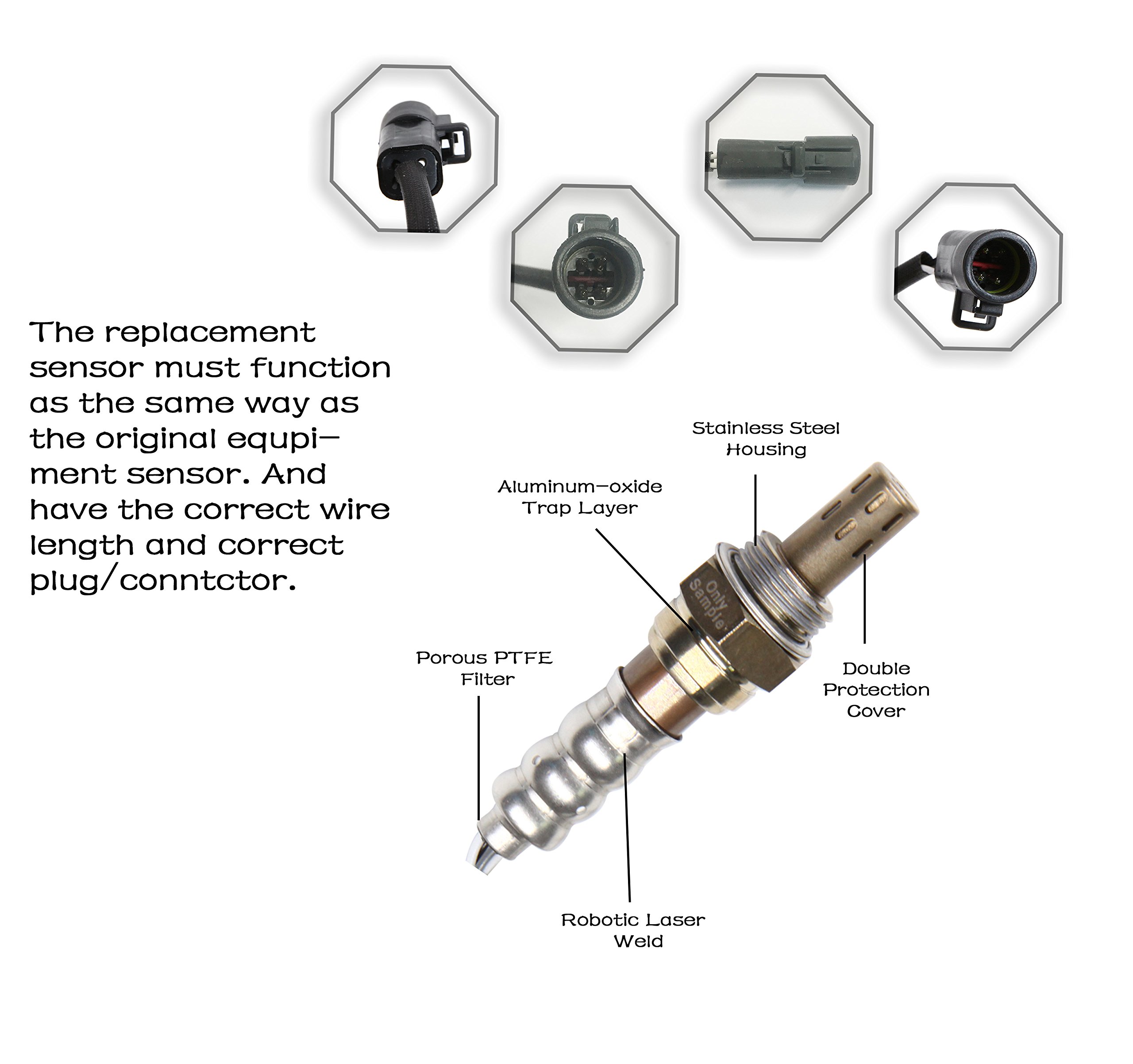 2PCS Oxygen Sensor O2 Sensor Front Rear Upstream Downstream for Ford, Lincoln, Mercury & Mazda - Ranger, Mustang, Expedition, Explorer, Escape, F150, Tribute Compatible with Bosch 15717