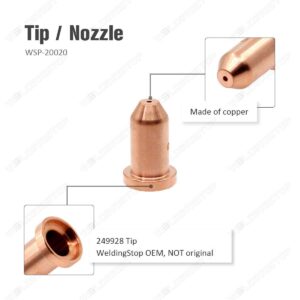 WeldingStop 10 Pieces Plasma Cutting XT40 Torch Consumables Electrode 249926 Nozzle 40A 249928 Tip for Miller