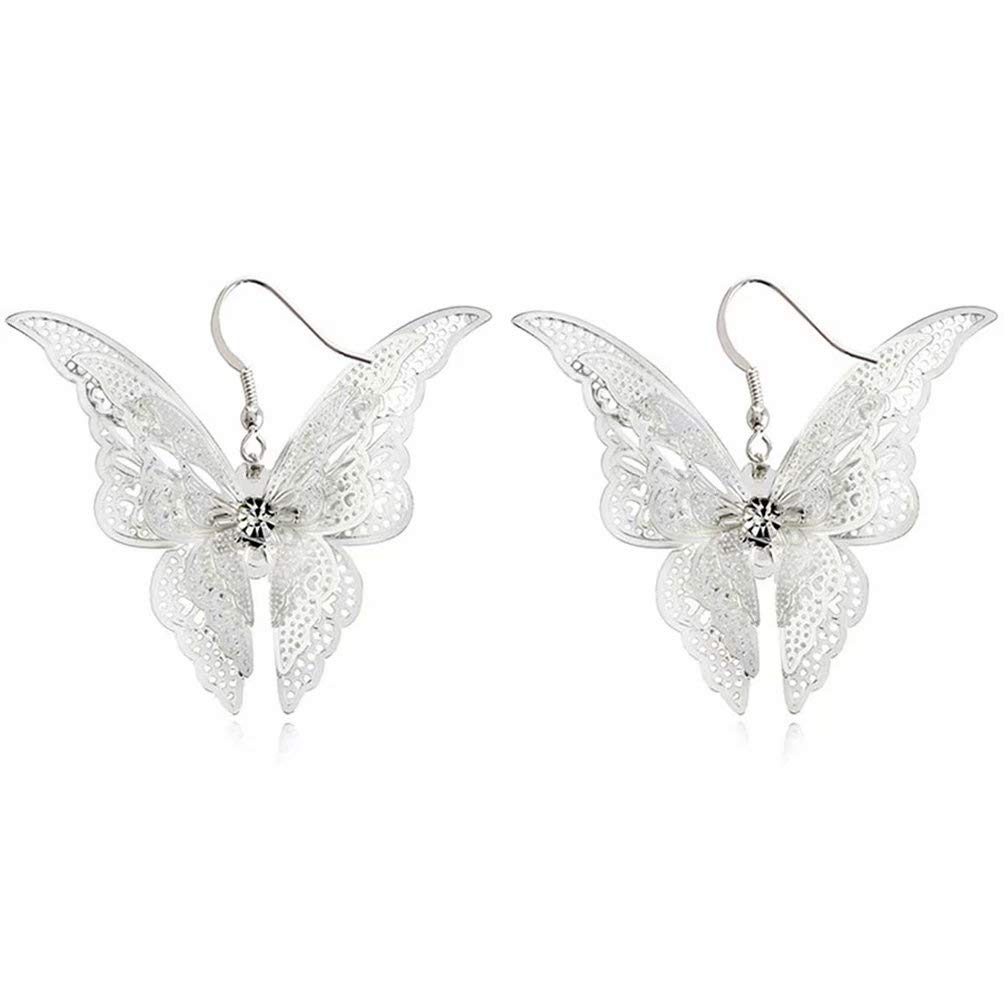 Comelyjewel Women's Silver Plated Filigree Butterfly Drop Dangle Hook Earrings (Filigree Butterfly)