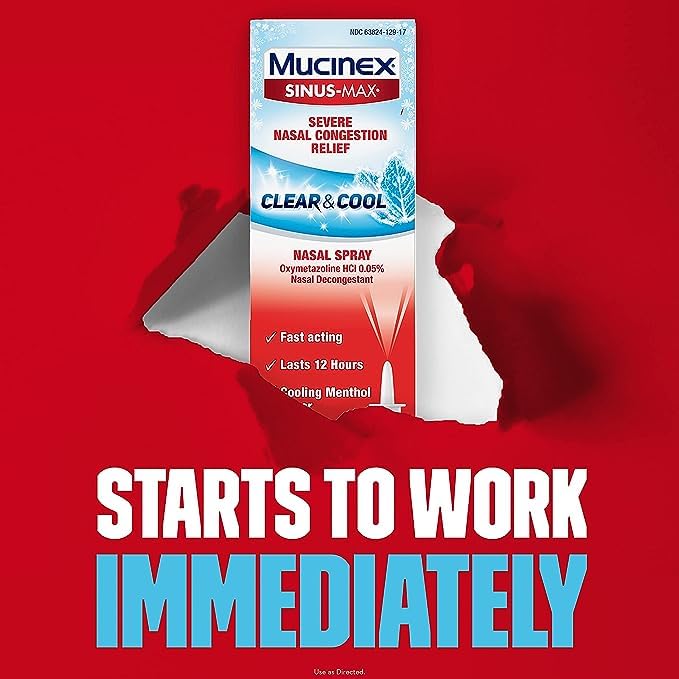 Mucinex Sinus-Max Nasal Spray Clear & Cool, 0.75 oz (Pack of 4) Packaging May Vary