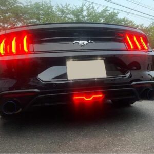 iJDMTOY Smoked Lens LED Rear Foglamp Compatible With 2015-2017 Ford Mustang, Full Red LED Tail Light Assembly Functions as Reverse Light & Rear Fog Light