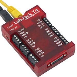 T4-USB Data Logger or Ethernet Multifunction DAQ Device with up to 12 Analog inputs or 16 Digital I/O, 2 Analog outputs (10-bit), and Multiple Digital counters/timers.