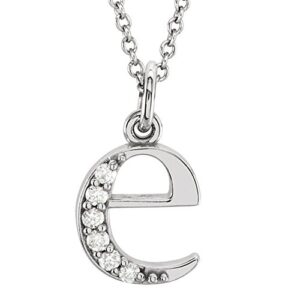 dazzlingrock collection 0.05 carat (ctw) 14k diamond lowercase letter 'e' initial pendant, white gold