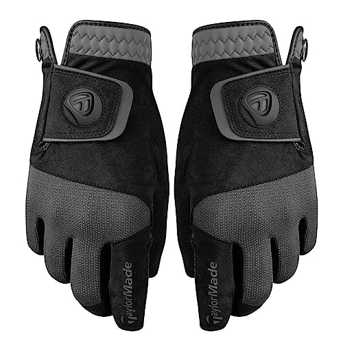 TaylorMade Rain Control Glove (Black/Gray, Medium), Black/Gray(Medium, Pair)