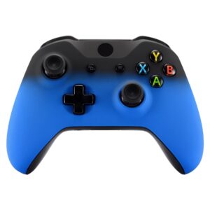 eXtremeRate Shadow Blue Faceplate Cover, Soft Touch Front Housing Shell Case, Comfortable Soft Grip Replacement Kit for Xbox One S & Xbox One X Controller - Controller NOT Included