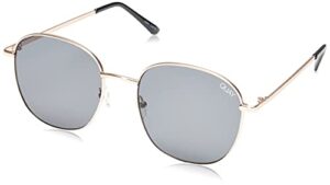 quay - womens sunglasses, round lenses with uv protection, oversized sunglasses (jezabell, gold)