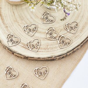 Ginger Ray Wooden Cut Out Love Heart Wedding Table Confetti 24 Pack