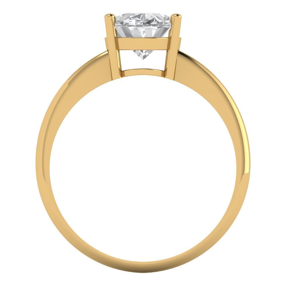 Clara Pucci 2.0 Ct Brilliant Oval Cut Clear Simulated Diamond 14K Yellow Gold Solitaire Engagement Promise Bridal Ring Size 6