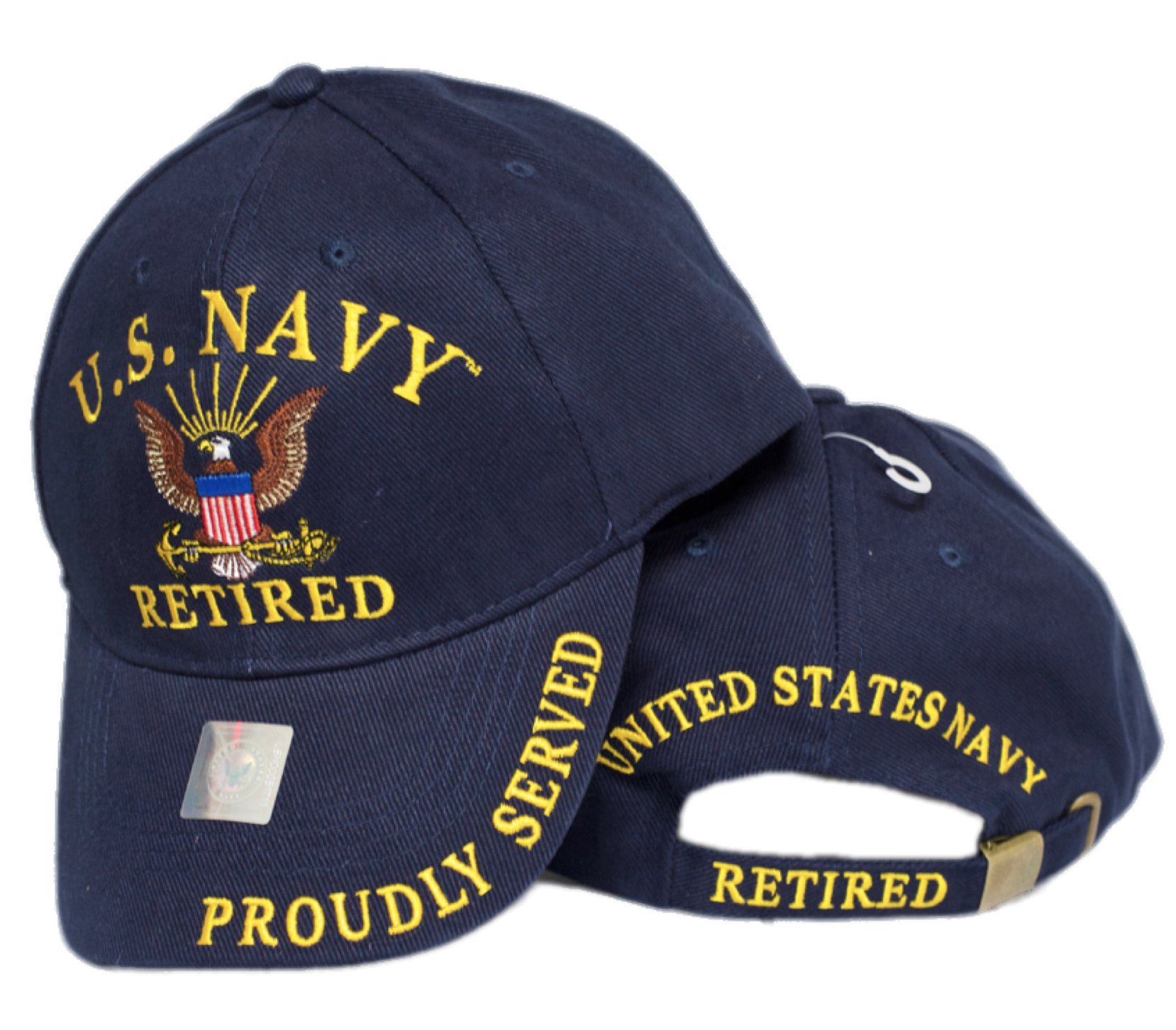 MWS U.S Navy Retired Proudly Served Navy Blue Embroidered Cap Hat