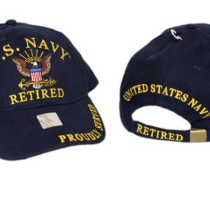 MWS U.S Navy Retired Proudly Served Navy Blue Embroidered Cap Hat