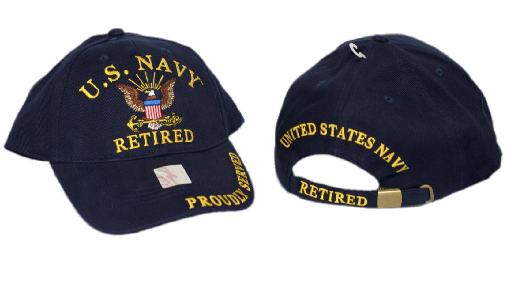 MWS U.S Navy Retired Proudly Served Navy Blue Embroidered Cap Hat