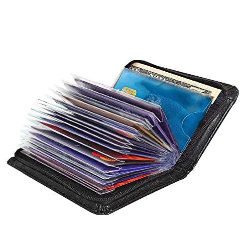 JahyShow 36 Slots Credit Card Holder Wallet Zip Leather Card Case RFID Blocking