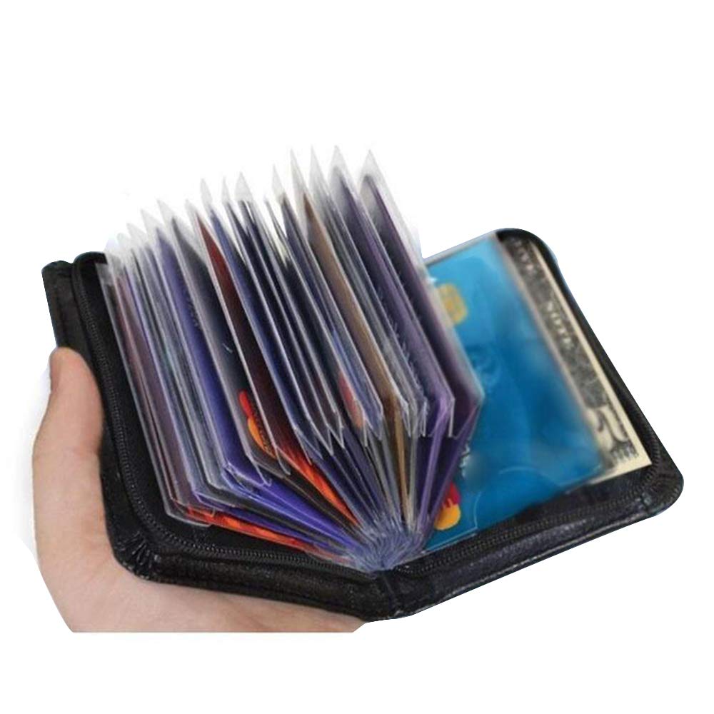 Paddsun Credit Card Holder Wallet RFID Blocking Leather Wallet for Men and Women with Zipper, Huge Storage Capacity