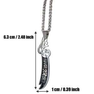 ZKDC Islam muslim Zulfiqar Sword of Imam Ali stainless steel 60 cm chain necklace jewelry