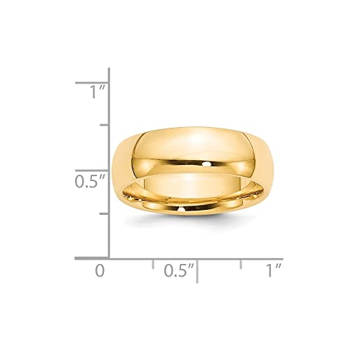 Diamond2Deal 14k Yellow Gold 7mm Comfort Fit Wedding Band Ring Size 9.5