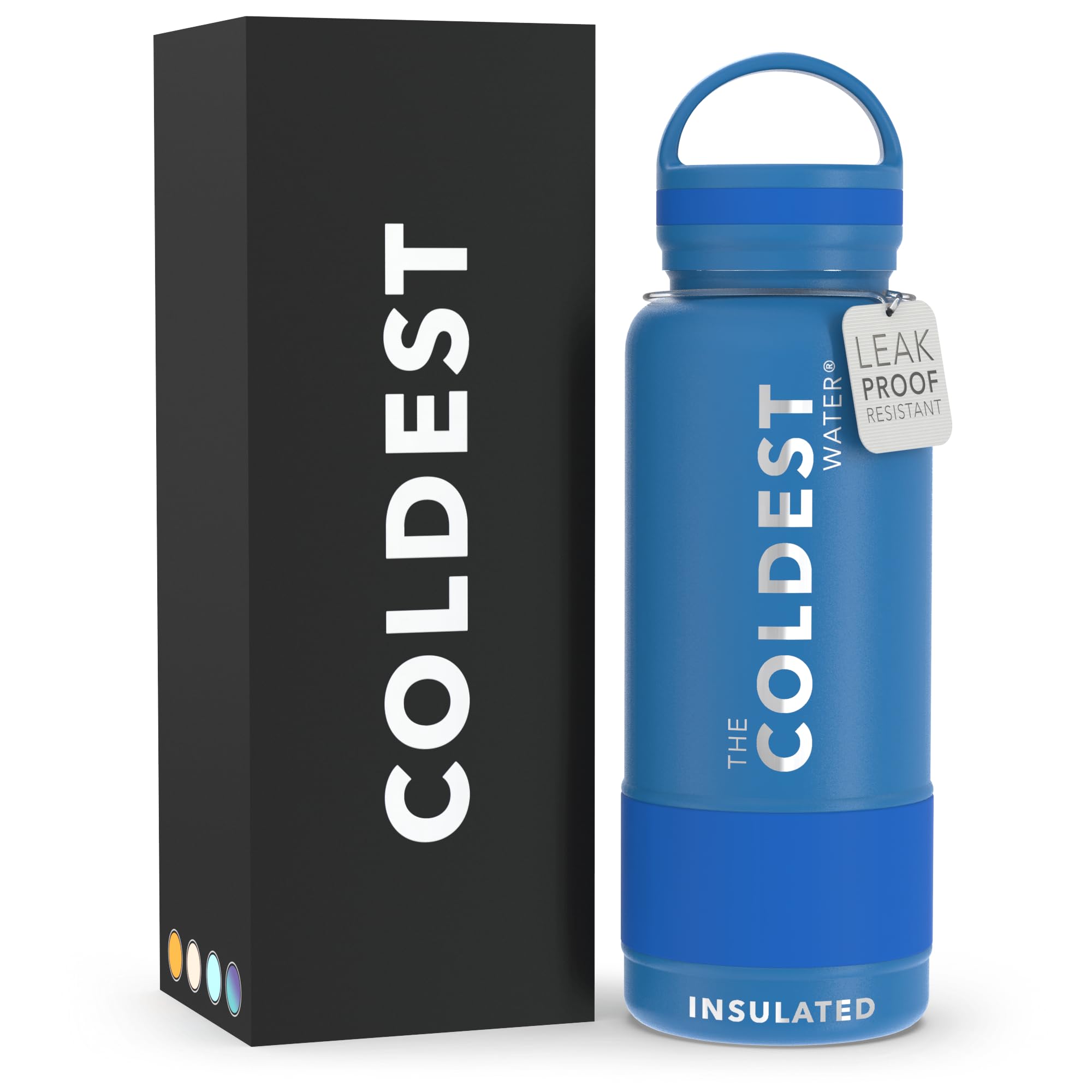 Coldest Insulated Water Bottle with Handle Lid | Leak Proof, Insulated Modern Stainless Steel, Triple Walled, Sport Thermos Bottles, Metal Flask | 32oz