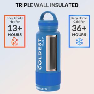 Coldest Insulated Water Bottle with Handle Lid | Leak Proof, Insulated Modern Stainless Steel, Triple Walled, Sport Thermos Bottles, Metal Flask | 32oz