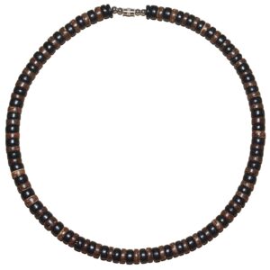 native treasure 17" mens and womens tropical summer beach surfer necklace from the philippines, black and brown coconut beads