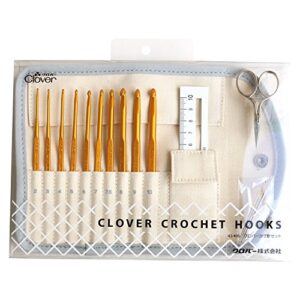 clover crochet set 43-405 crochet set 10 crochet needles 3 mini scissors knit gauge crochet case