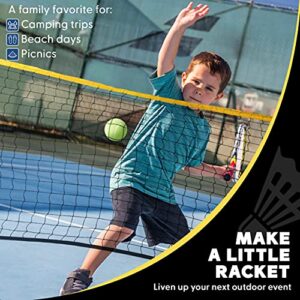 Boulder Badminton Pickleball Net - Height Adjustable Portable Net for Junior Tennis, Kids Volleyball & Soccer, and Backyard Games - Easy Setup Nylon Sports Net with Poles 10 ft/14ft/17ft Wide