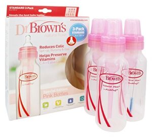 dr. brown's - natural flow standard baby bottle 3-pack pink - 8 oz.